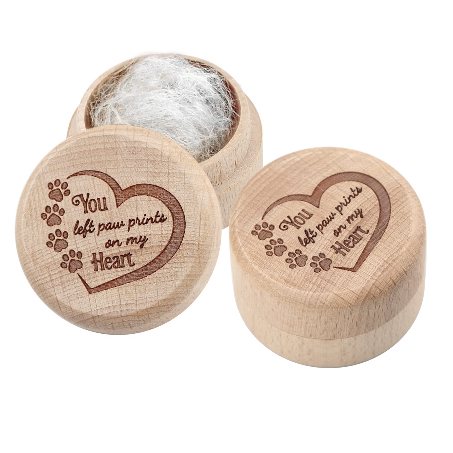 Wooden Pet Memorial Box Carved Souvenir Box Fur Keep Sake Gift For Lost Pet (2pcs Box) — image 1