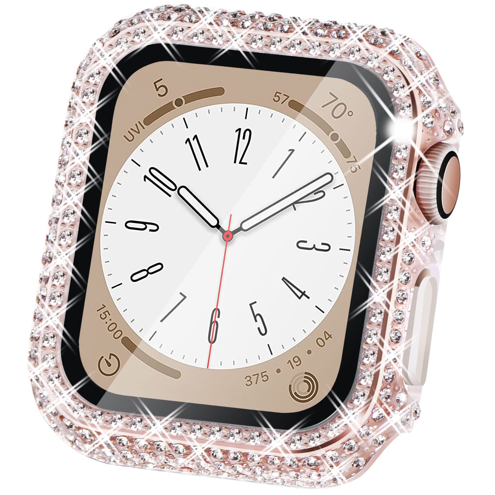 WINGLE Compatible with Apple Watch Screen Protector 40mm SE 3 2 1/Series 6 5 4, Lady Shiny Diamond Protector Bumper Cover with Tempered Glass Screen Protector for Apple watch case 40mm, Clear