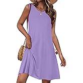 JOLIGAL Womens Summer Dresses Casual Sleeveless Tshirt Sundress Beach Cover Up with Pockets Loose Tank Dress