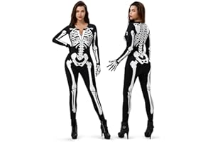 Spooktacular Creations Women Double-Sided Skeleton Costume Bodysuit for Adult Halloween Costume Cosplay Party
