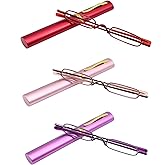Mini Slim Pen Reading Glasses with Portable Clip Case Small Pocket Readers Men Women