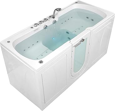 bathtub with seat and door