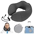 JMBNH Travel Pillow Memory Foam Neck Pillow for Airplane Washable Silk Cover Ergonomic Neck Support Pillow with Storage Box,