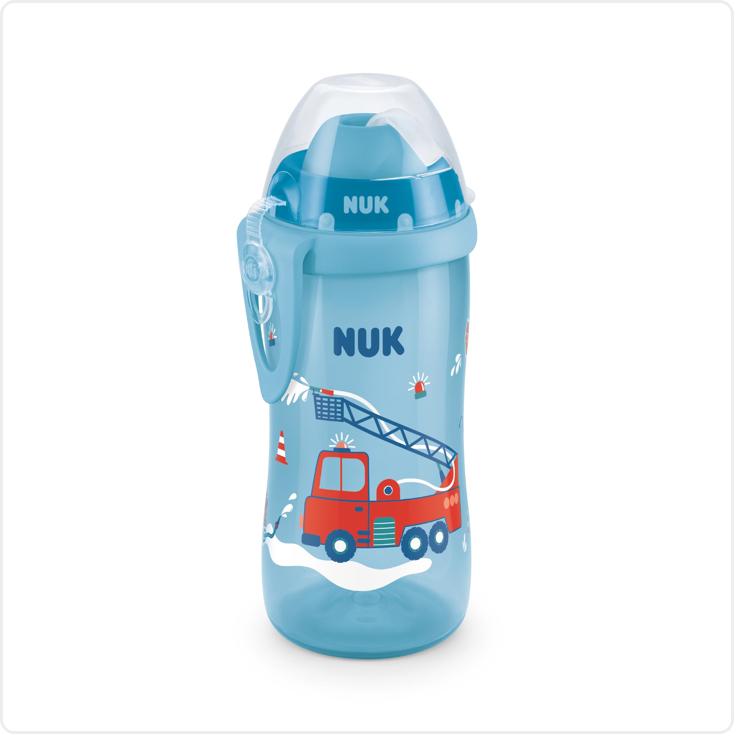 NUK Flexi Cup Trinklernbecher für Kleinkinder | 12+ Monate | 300 ml | Auslaufsicherer, weicher Trinkhalm | Clip & Schutzkappe | BPA-frei | Blau 4