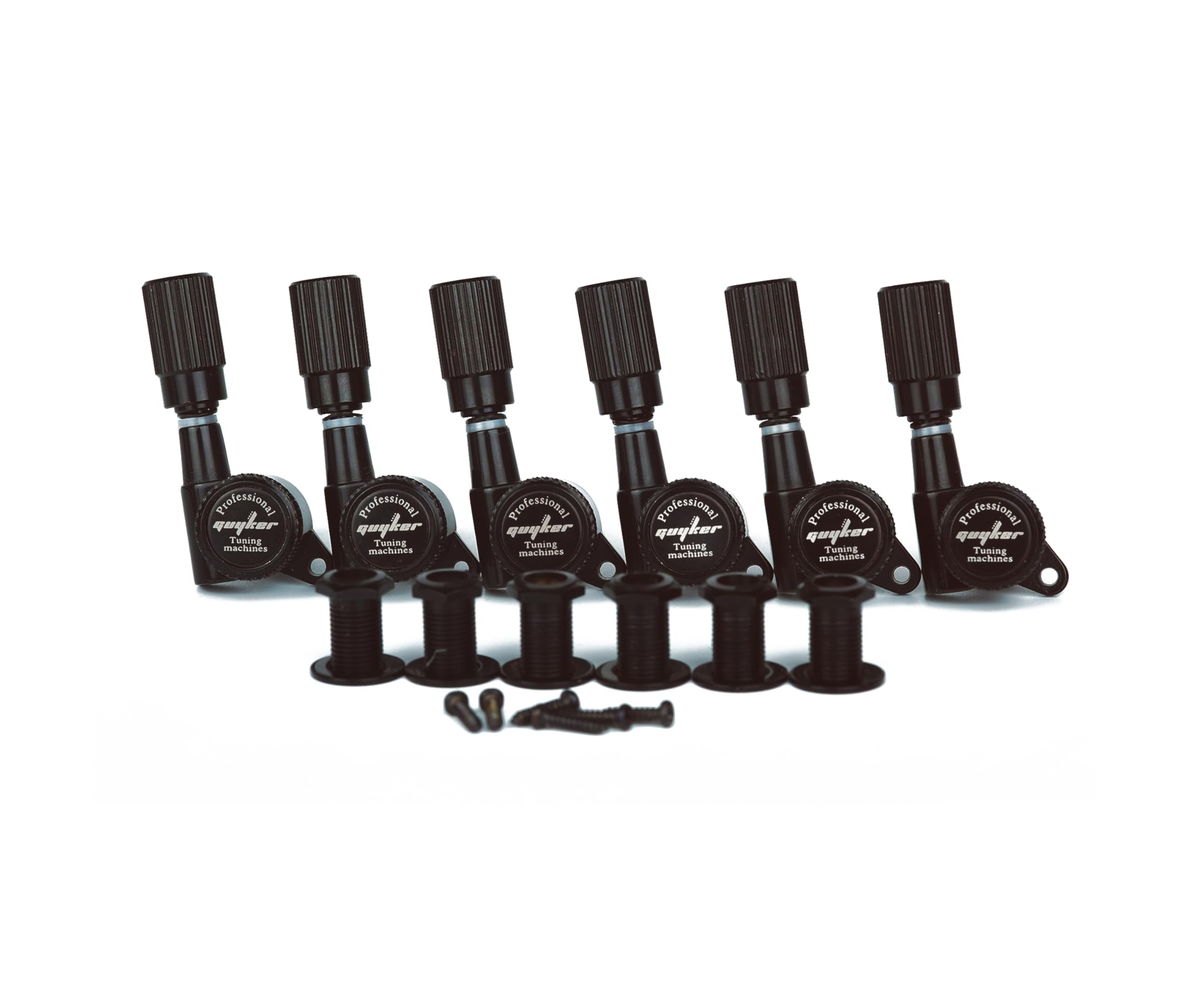 Guyker Guitar Locking Tuners (6 for Right) - 1:18 Pro Lock String Tuning Key Pegs Machine Head Set Replacement for ST TL SG LP Style Folk Classical Acoustic Electric Guitar (GK11SP, Black)
