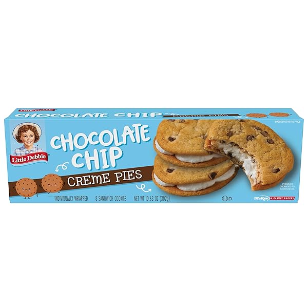 LITTLE DEBBIE CHOCOLATE CHIP CREME PIES, 8 INDIVIDUALLY...