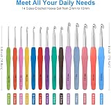 MECHEER 53 Pack Crochet Hooks Set 14 Sizes Aluminum Ergonomic Handles view 2