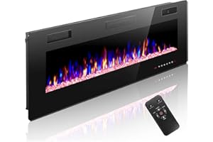 CRZOE 60 Inch Electric Fireplace Inserts, in-Wall Recessed & Wall Mounted, Ultra-Thin Heater with Timer, Realistic 3D Flame Effect with Touch Panel and Remote, Adjustable Flame Color & Speed, 750W-1500W