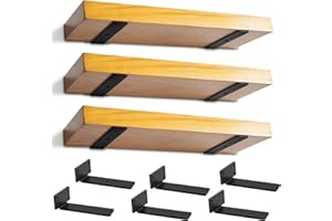 YMDPARTS Heavy Duty Floating Shelf Brackets - 1/5 Inch Thick Industrial Black Metal L Brackets, Premium Solid Steel Shelf Supports for Shelves - 5 Inch Heavy Floating Shelves Hardware (6Pcs)
