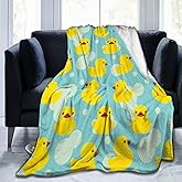 Yellow Cartoon Duck Flannel Fleece Throw Blankets for Bed Sofa Living Room Soft Blanket Warm Throw Blanke