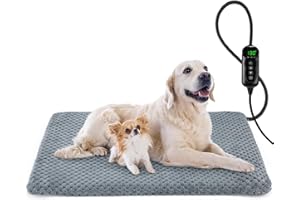 INVENHO Pet Heating Pad for Cats & Dogs, Waterproof, Adjustable Temp with Timer, Electric Pad (L: 35" x 24")
