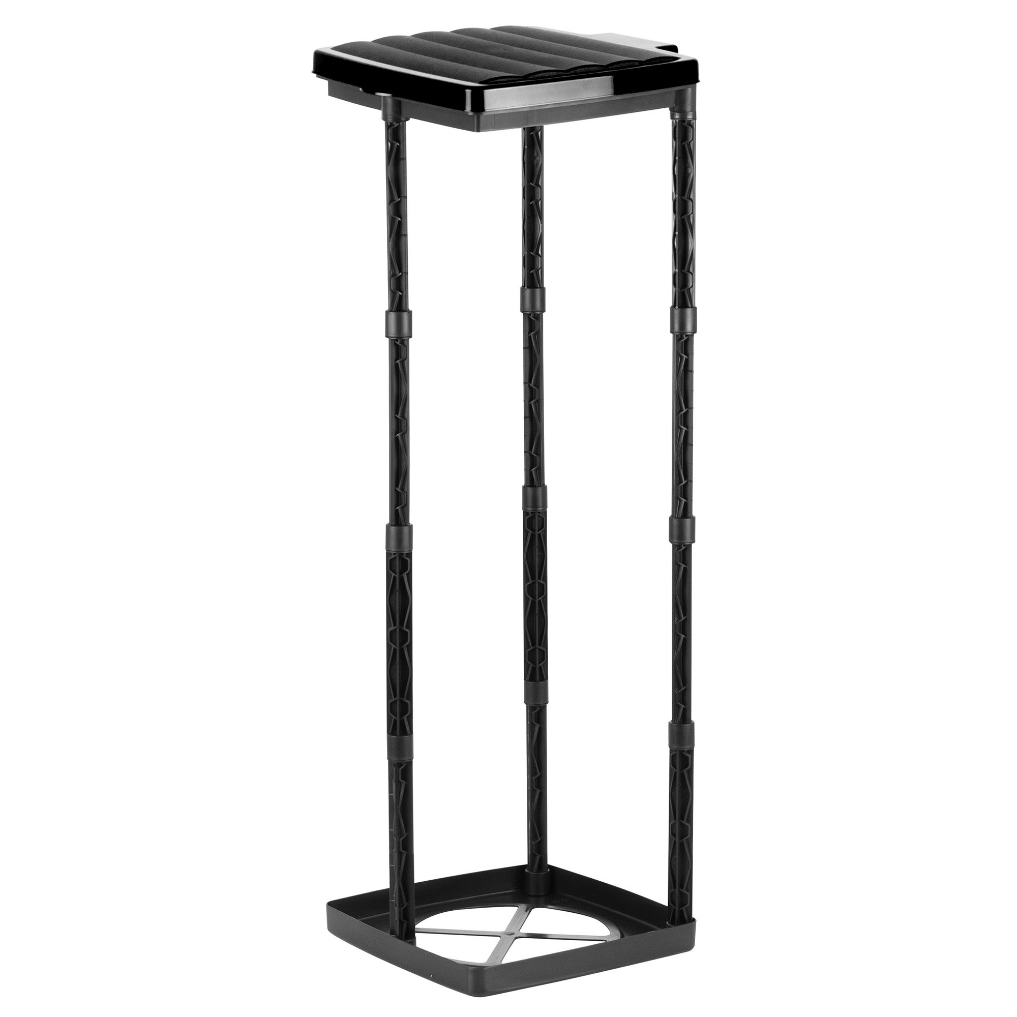 Grizzly bin bag holder, 1x rubbish bin with black lid, height-adjustable plug-in system with clamping ring, for different sized bin liners from 25-120 litres