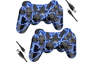 YU33 2 Pack Wireless Controller Works with PS3 Controller, Control Works with Playstation 3 Controller Wireless, Remote/Joystick/Mando/Controles de pa3 with Charging Cable and Battery, 2022, New