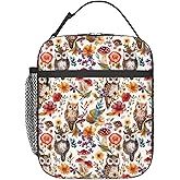 Ti Caldi Woodland Owl Lunch Box for Women Girls Kids, Insulated Cooler Beautiful Owl and Floral Lunch Bag for School, Picnic, Office, Work, Travel, Portable Reusable Polyester Thermal Tote Lunch Bags