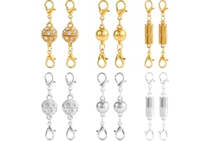 12pcs Magnetic Jewelry Clasps with Ball & Cylindrical Connectors, Alloy Locking Necklace Clasps Magnetic Jewelry Closures for