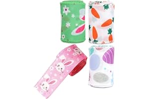 Wired Fabric Ribbon – Easter Wreath Garland Ribbon Rolls, Soft, 4 Pack Colorful Crafting Supplies, Perfect Handmade Decoratio