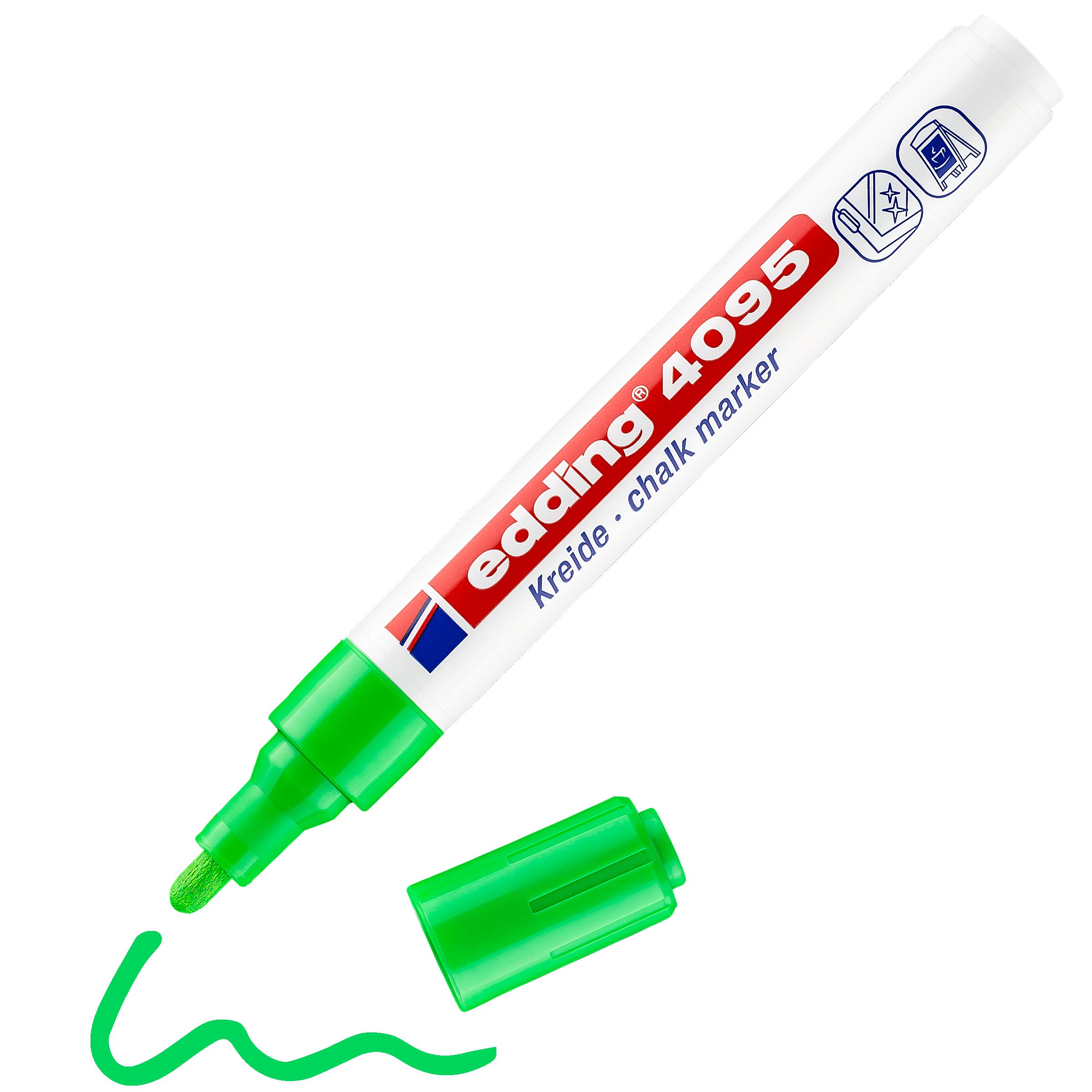 Edding 4095 Chalk Marker - Light Green - 1 Pen - Round Nib 2-3 mm - Wet Wipe for Chalkboards, Windows, Glass, Mirrors โ image 1