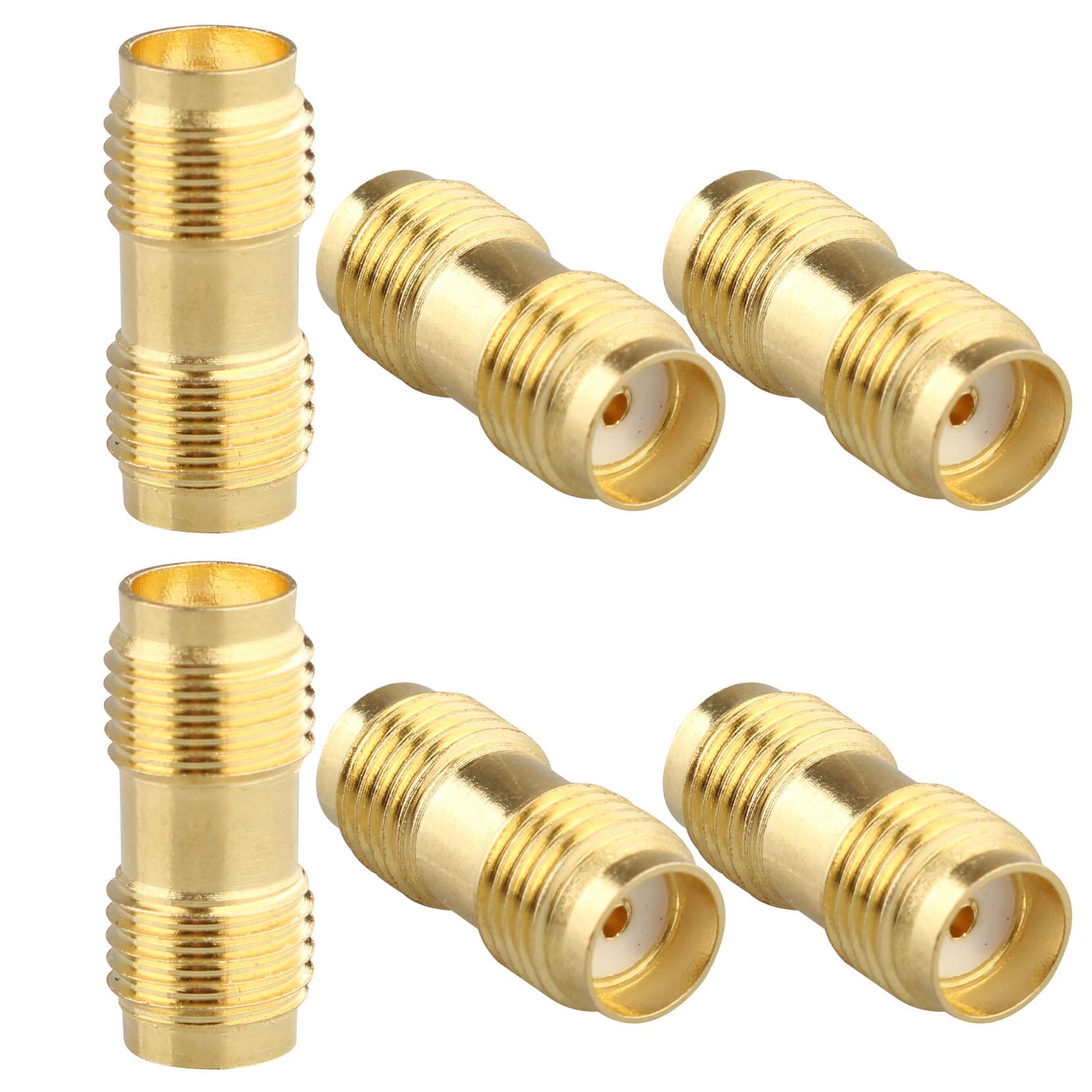 Jopto 6PCS RF Coaxial Adapter SMA Coax Connector SMA Female to SMA Female Jack WiFi Antenna Adapter Gold Tone Outer Screw Inner Hole to Inner Hole for SMA Cable CCU3 Hsdpa Huawei 2G 3G 4G LTE UMTS