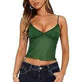 Avidlove Bralettes for Women Mesh Tank Top Slim Y2K Camisole See Through Sheer Bralette Party Club Top