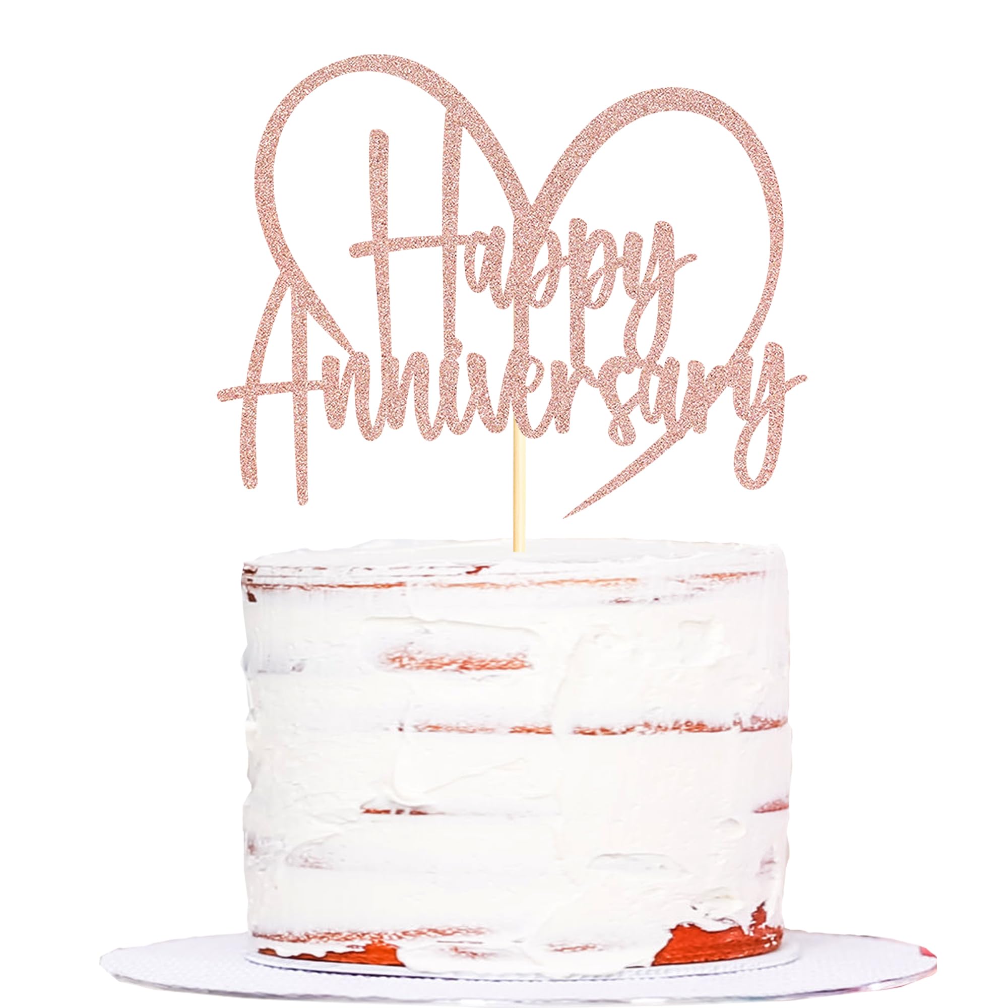 Sumerk 1 PC Happy Anniversary Cake Topper Anniversary Party Cake Decorations Rose Gold
