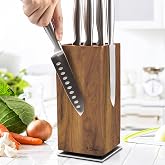 Dmore magnetic knife block without knives 360&deg; rotatable knife holder stand | Made of fine acacia wood, Extra Large capacity knife storage for knives and utensils for kitchen counter top