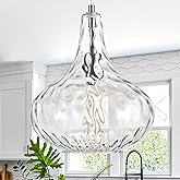 CATINER Glass Pendant Light Brushed Nickel 11-inch Hammered Pendant Lighting for Kitchen Island, Kitchen Sink, Hallway, Livin
