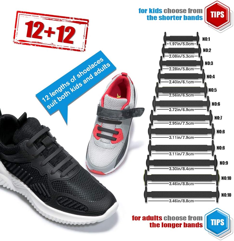 HOMAR No Tie Shoelaces for Kids Adults Stretch Elastic Tieless No Tie Shoe Laces: Clothing