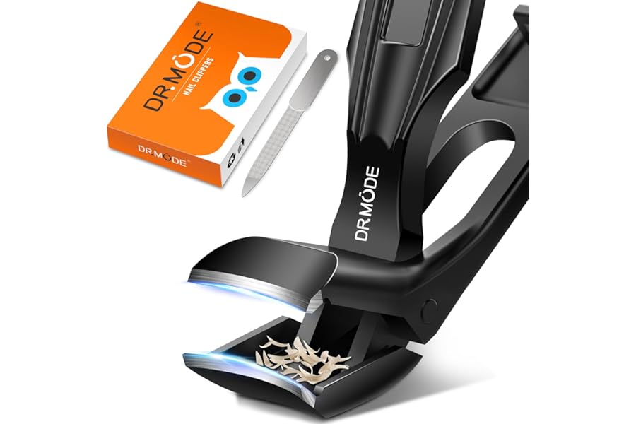 Toenail Clippers for Seniors Thick Toenails, Upgrade Angled Head Large Toe Nail Clippers for Men with Wide Jaw Opening, Sharp Heavy Duty Fingernail Clipper Cutter with Catcher Long Handle -Black