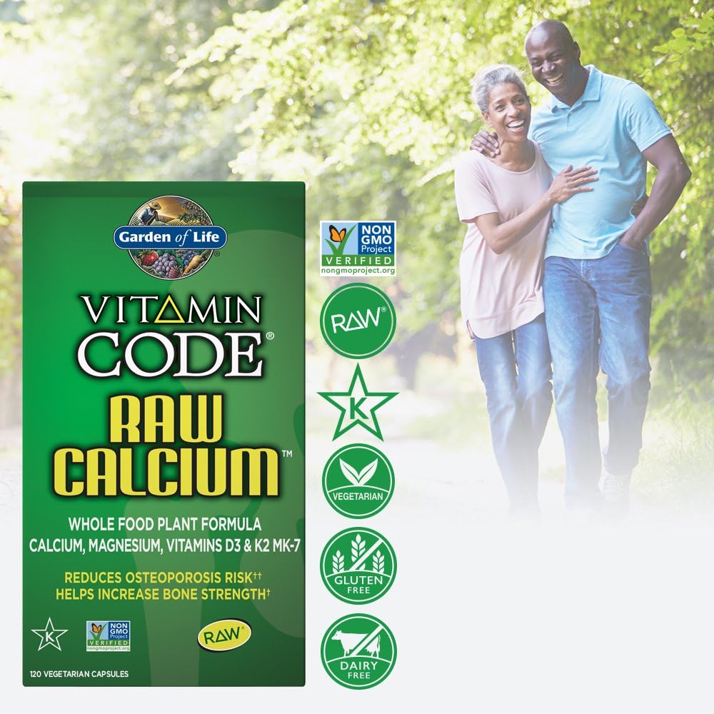 Garden of Life Raw Calcium Supplement - Vitamin Code Whole Food Calcium Vitamin for Bone Health, Vegetarian, 120 Capsules Packaging May Vary: Health & Personal Care