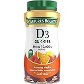 Nature's Bounty Vitamin D3 Gummies 50mcg, 90ct | Vitamin Supplement, Supports Immune Health, Mixed Fruit Flavor