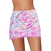 GRAPENT Women's High Waisted Bikini Bottoms Ruched Swimsuit Tulip Hem Swim Skirt