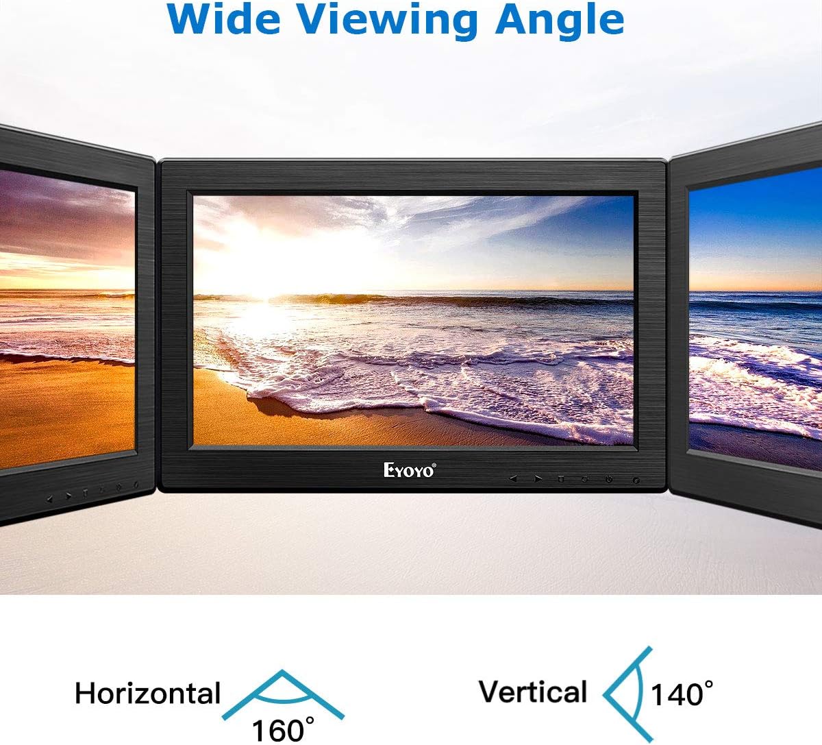 Eyoyo 12" Inch TFT LCD Monitor with AV HDMI BNC VGA Input 1366x768 Portable Mini HD Color Screen Display with Built-in Speaker - Image 4