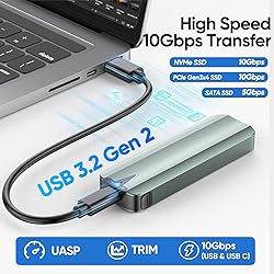 NVMe Enclosure, M.2 SSD Case, Tool-Free 10Gbps USB
