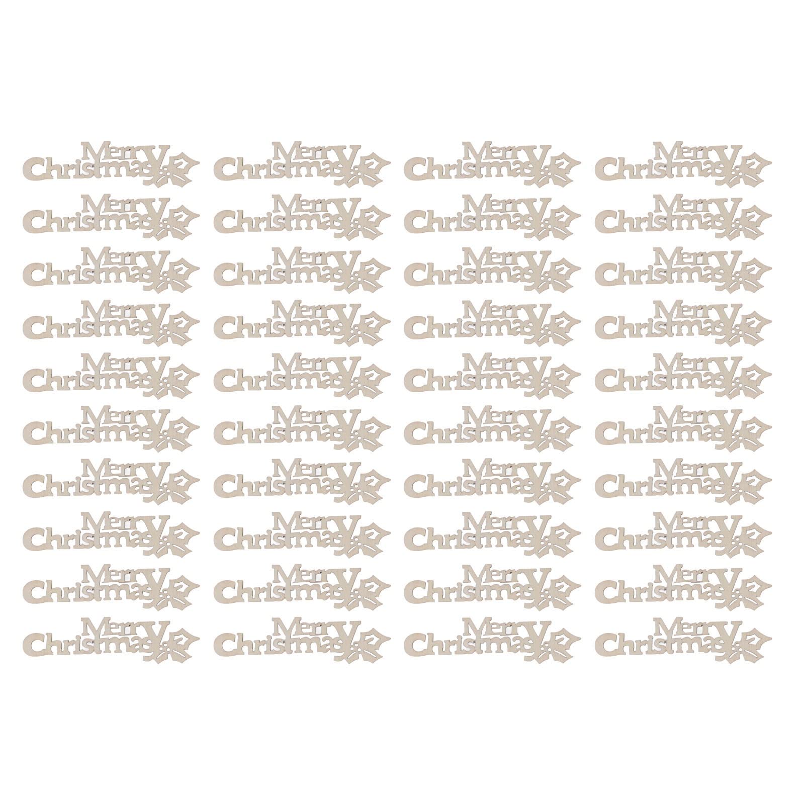 40Pcs Mini Merry Christmas Wooden Slices - DIY Craft Accessory for Doors, Bedrooms, Windows & Cabinets