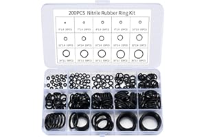 MUZHUPGUZ O Ring Assortment Kit, 200 Pcs ubber Washer Orings, 15 Sizes Pressure Washer O Ring Kit for Faucet, Hose, Automotive, Air Gas Plumbing Sealing Repair O Rings, Black