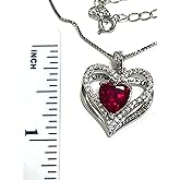 2ct Certified Heart Natural Ruby Necklace Pendant Love Heart Diamond Jewelry 18kt White GOLD Sterling Silver " I love you" Diamond Necklaces for Daughter 40th Birthday wife gift for Valentine 3.2ctw