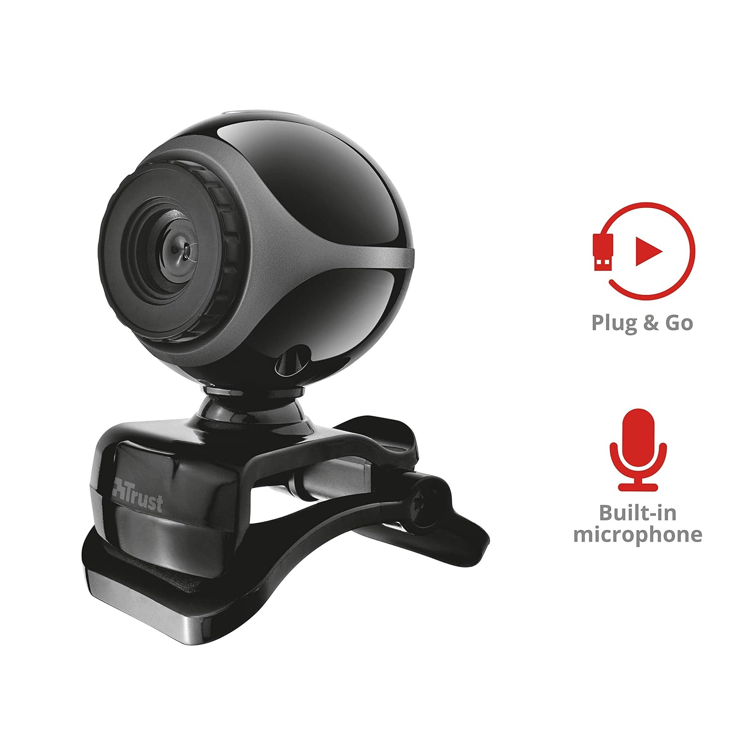 Trust Exis Webcam with Microphone and Smart Stand, Videocamera, USB Plug and Play, Web Camera for Video Calling Skype, Teams - Image 3