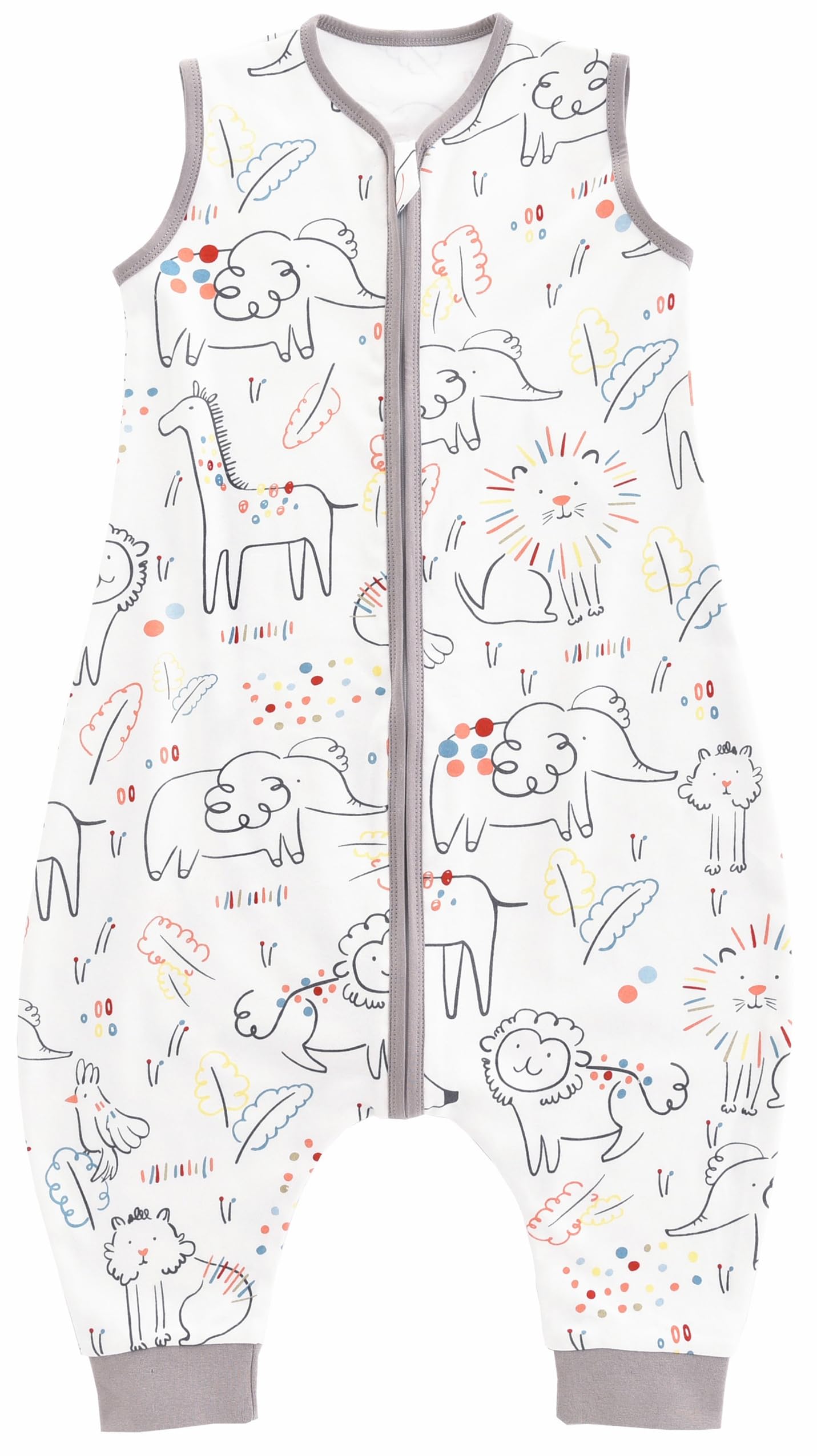 Chilsuessy Baby Sleeping Bag with Feet Summer Kid Sleeping Bag 100% Cotton 0.5 Tog for Infant Toddler sleeveless, Happy Animal, 90cm/3-4 Years