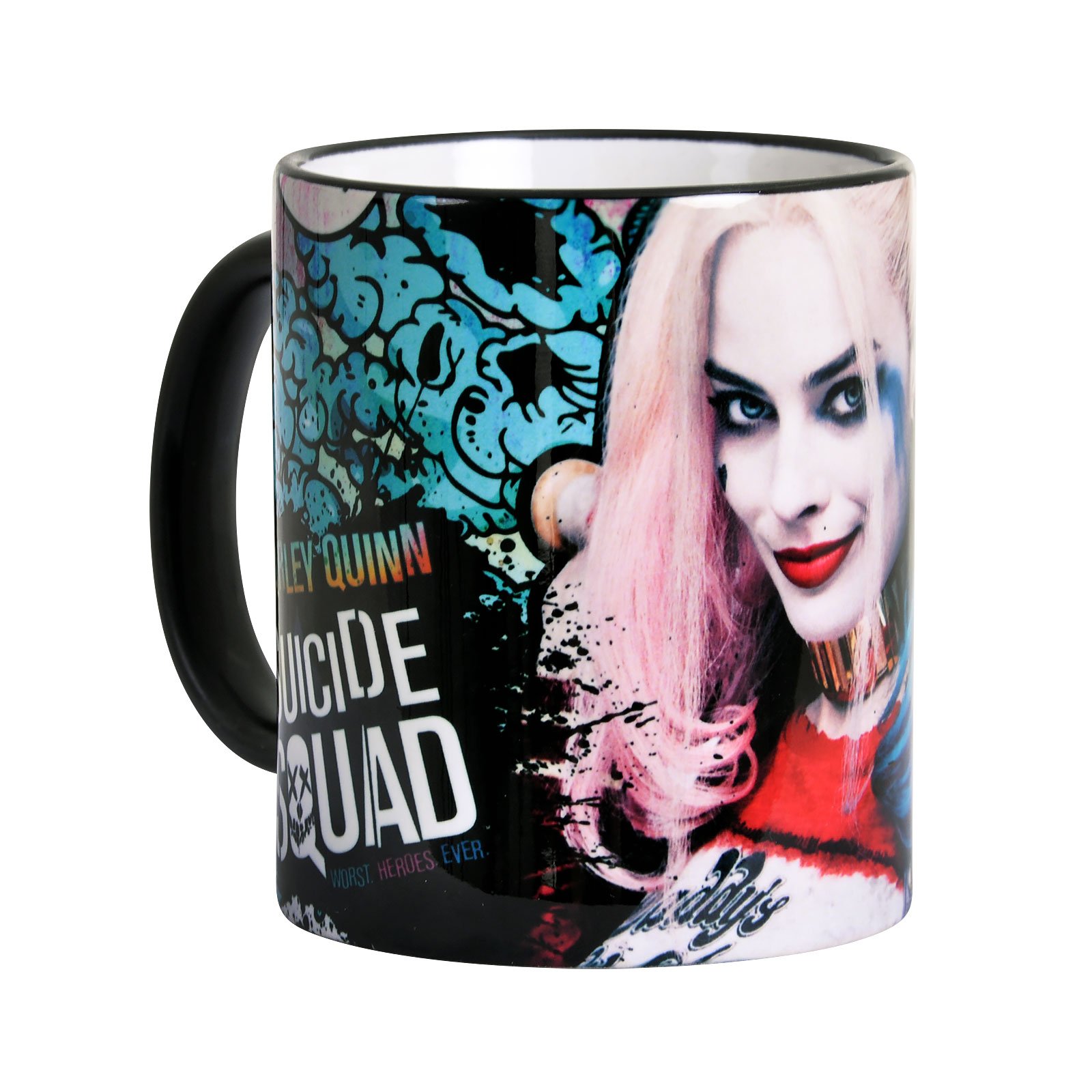 Elbenwald Suicide Squad Cup Harley Quinn Lovely Girl Round Print 320ml Ceramic Blue