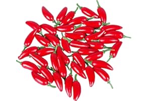 Dong Huang 50pcs Mini Fake Hot Chili Peppers, Simulation Artificial Lifelike Red Pepper, Plastic Fake Vegetable for Photographic Props, Home Kitchen Table Decoration, Cabinet Ornament