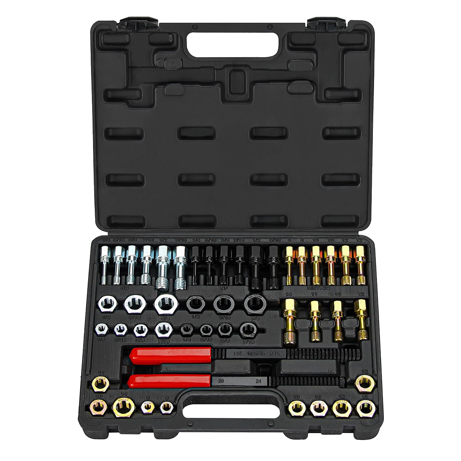 Photo 1 of Bicos 48 Piece Thread Chaser Set Metric & SAE Rethreading Kit with 22 Taps 24 Dies 2 Thread Files Thread Repair Kit