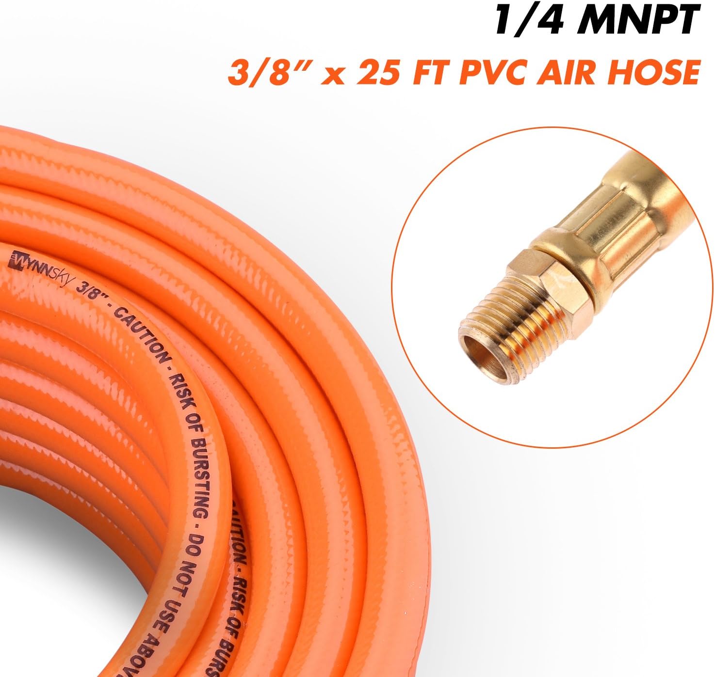 WYNNsky 3/8" X 25ft PVC Air Compressor Hose Kit With 17 Piece Air Tool and Air Compressor Accessories Kit - - 