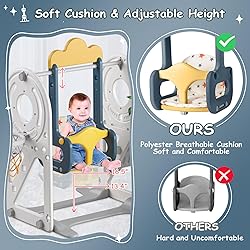 BIERUM 5 in 1 Toddler Slide and Swing Set, Kid
