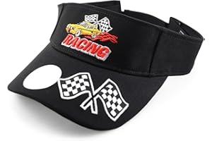 Trendy Apparel Shop Racing 3D Embroidered Flame Car Race Flag Visor Cap