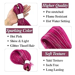 Tinsel Kids Braiding Hair Pre stretched Magenta