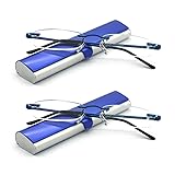 EYE-ZOOM 2 Pack Metal Rimless Reading Glasses with