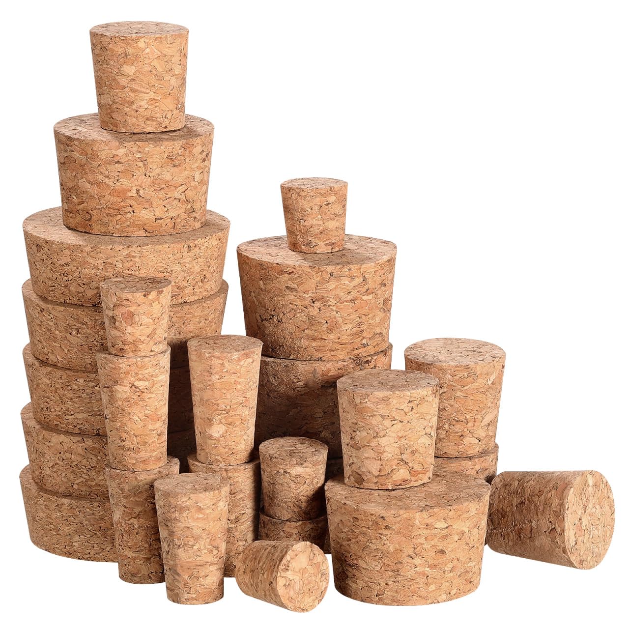 MAGICLULU 25pcs Tapered Cork Plugs Wood Wine Bottle Corks Stoppers Natural Soft Wood Cork for Wine Beer