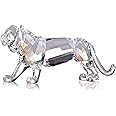 Crystal Tiger Figurine Animals Craft Home Decor Ornaments Collectible Birthday New Year Gifts (White)