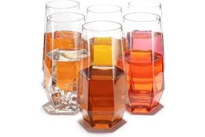 Goodluck 48 Clear Pack Diamond Unbreakable Stemless Plastic Glasses 9 Oz BPA-Free, Durable Disposable Wine/Champagne Flutes for Toasting & Cocktails, Ideal for Weddings, Bars, Events & Celebrations
