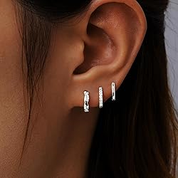 Inerney 925 Sterling Silver Huggie Hoop Earrings